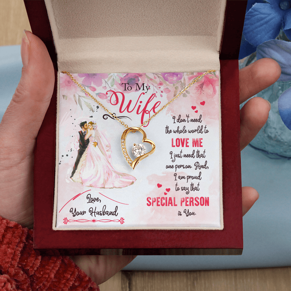 To My Wife I Just Need One Person Forever Necklace w Message Card-Express Your Love Gifts