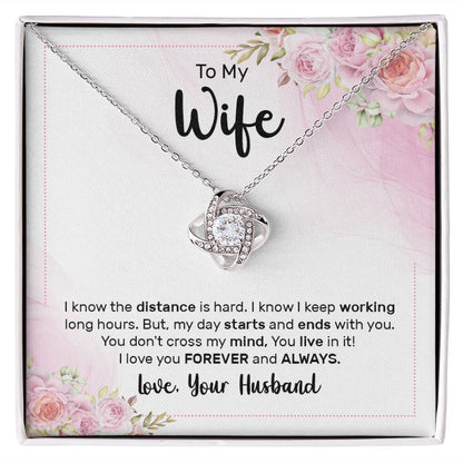To My Wife I Know the Distance is Hard Infinity Knot Necklace Message Card-Express Your Love Gifts