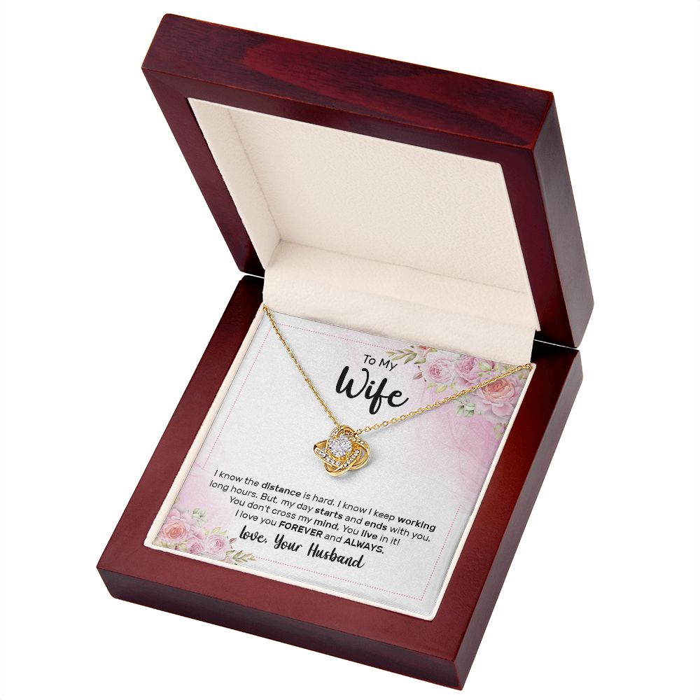 To My Wife I Know the Distance is Hard Infinity Knot Necklace Message Card-Express Your Love Gifts