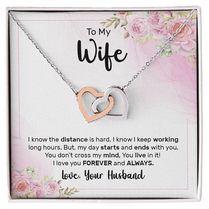 To My Wife I Know the Distance is Hard Inseparable Necklace-Express Your Love Gifts