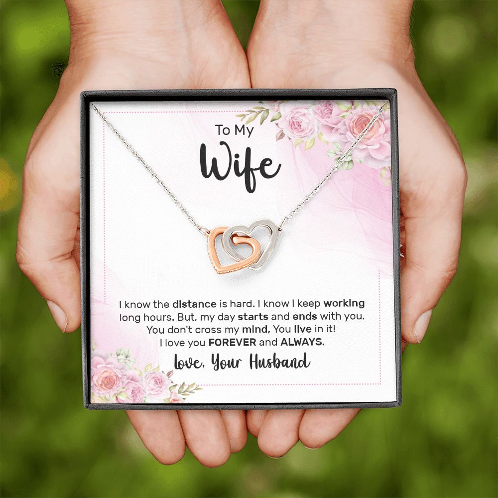 To My Wife I Know the Distance is Hard Inseparable Necklace-Express Your Love Gifts