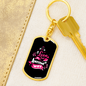 To My Wife I Love My Awesome Wife Pink Keychain Stainless Steel or 18k Gold Dog Tag Keyring-Express Your Love Gifts