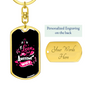 To My Wife I Love My Awesome Wife Pink Keychain Stainless Steel or 18k Gold Dog Tag Keyring-Express Your Love Gifts