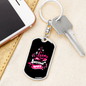 To My Wife I Love My Awesome Wife Pink Keychain Stainless Steel or 18k Gold Dog Tag Keyring-Express Your Love Gifts