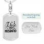 To My Wife I Love My Husband White Keychain Stainless Steel or 18k Gold Dog Tag Keyring-Express Your Love Gifts