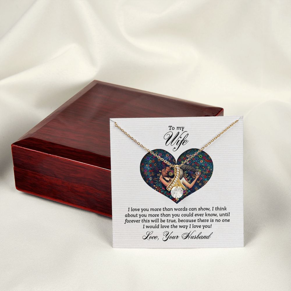 To My Wife I Love You More Alluring Ribbon Necklace Message Card-Express Your Love Gifts