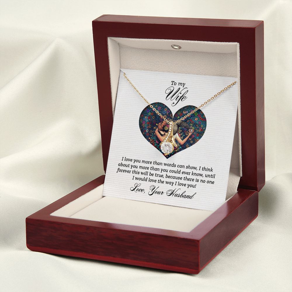 To My Wife I Love You More Alluring Ribbon Necklace Message Card-Express Your Love Gifts
