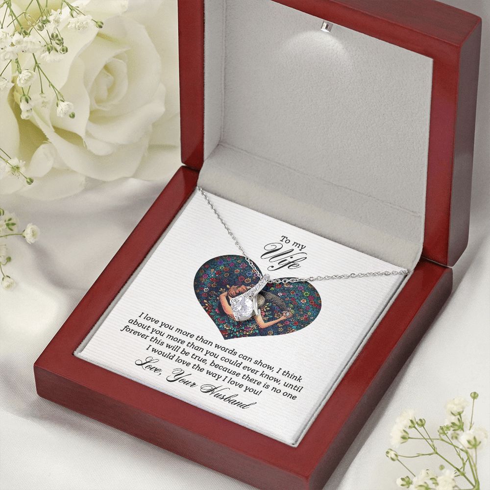 To My Wife I Love You More Alluring Ribbon Necklace Message Card-Express Your Love Gifts