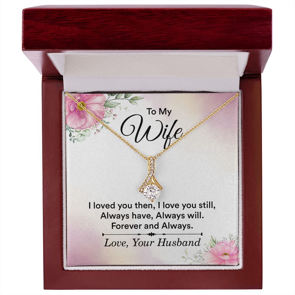 To My Wife I Love You Then Alluring Ribbon Necklace Message Card-Express Your Love Gifts