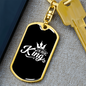 To My Wife I'm Her King Black Keychain Stainless Steel or 18k Gold Dog Tag Keyring-Express Your Love Gifts