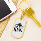 To My Wife I'm Her King Keychain Stainless Steel or 18k Gold Dog Tag Keyring-Express Your Love Gifts