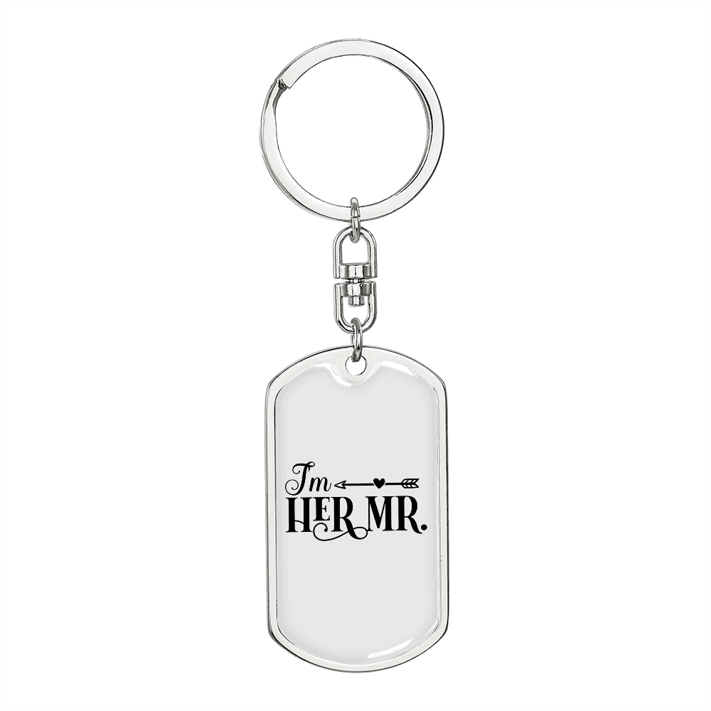 To My Wife I'm Her Mr. Keychain Stainless Steel or 18k Gold Dog Tag Keyring-Express Your Love Gifts