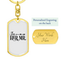 To My Wife I'm Her Mr. Keychain Stainless Steel or 18k Gold Dog Tag Keyring-Express Your Love Gifts