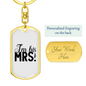 To My Wife I'm His Mrs! Keychain Stainless Steel or 18k Gold Dog Tag Keyring-Express Your Love Gifts
