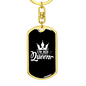 To My Wife I'm His Queen Black Keychain Stainless Steel or 18k Gold Dog Tag Keyring-Express Your Love Gifts