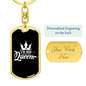 To My Wife I'm His Queen Black Keychain Stainless Steel or 18k Gold Dog Tag Keyring-Express Your Love Gifts