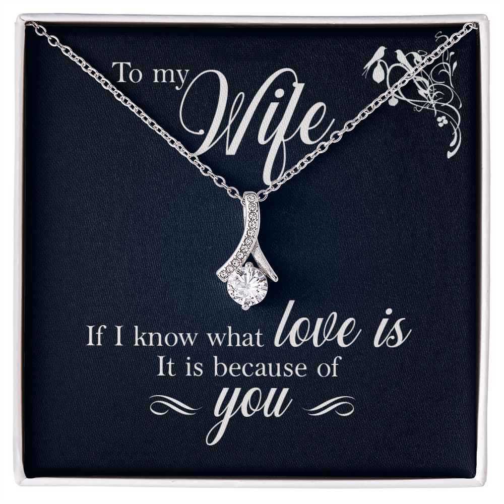To My Wife If I Know What Love Is Alluring Ribbon Necklace Message Card-Express Your Love Gifts