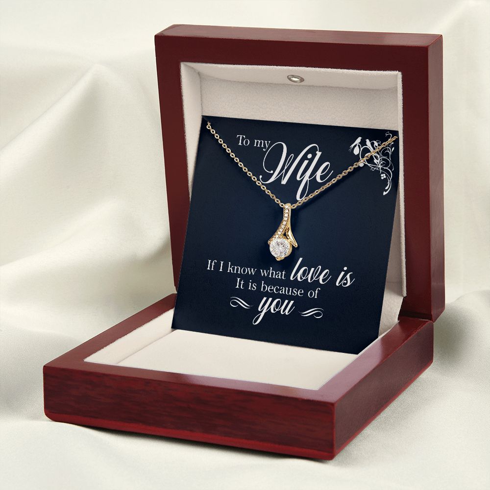 To My Wife If I Know What Love Is Alluring Ribbon Necklace Message Card-Express Your Love Gifts