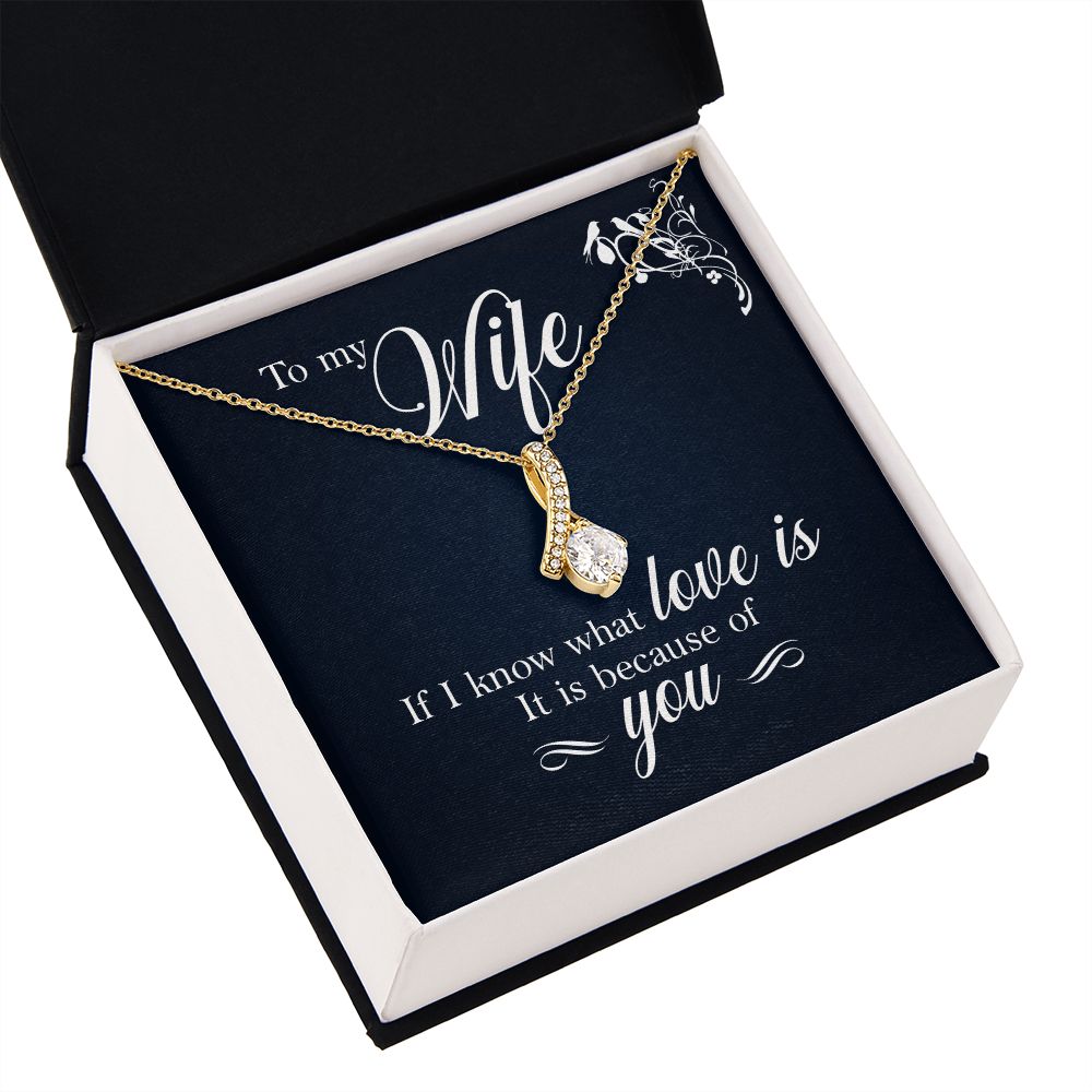 To My Wife If I Know What Love Is Alluring Ribbon Necklace Message Card-Express Your Love Gifts