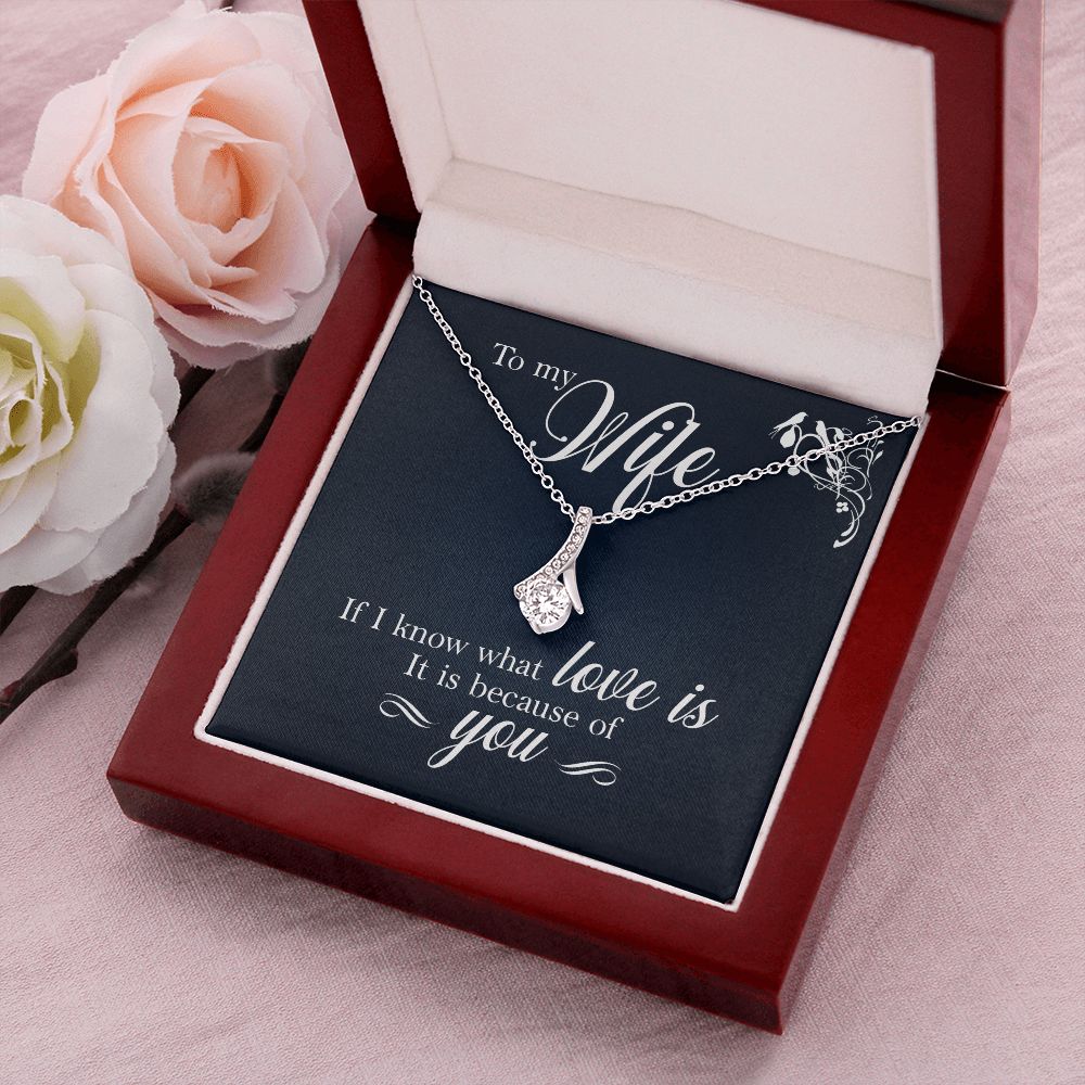 To My Wife If I Know What Love Is Alluring Ribbon Necklace Message Card-Express Your Love Gifts