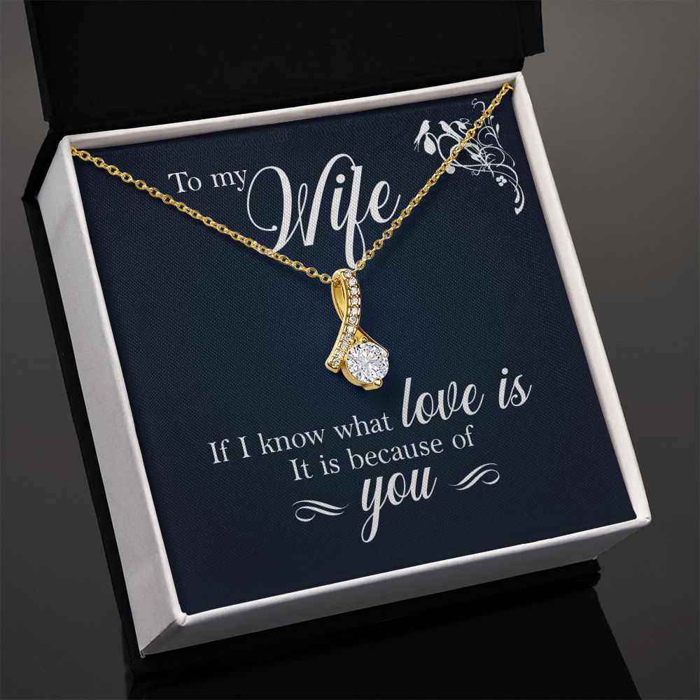 To My Wife If I Know What Love Is Alluring Ribbon Necklace Message Card-Express Your Love Gifts