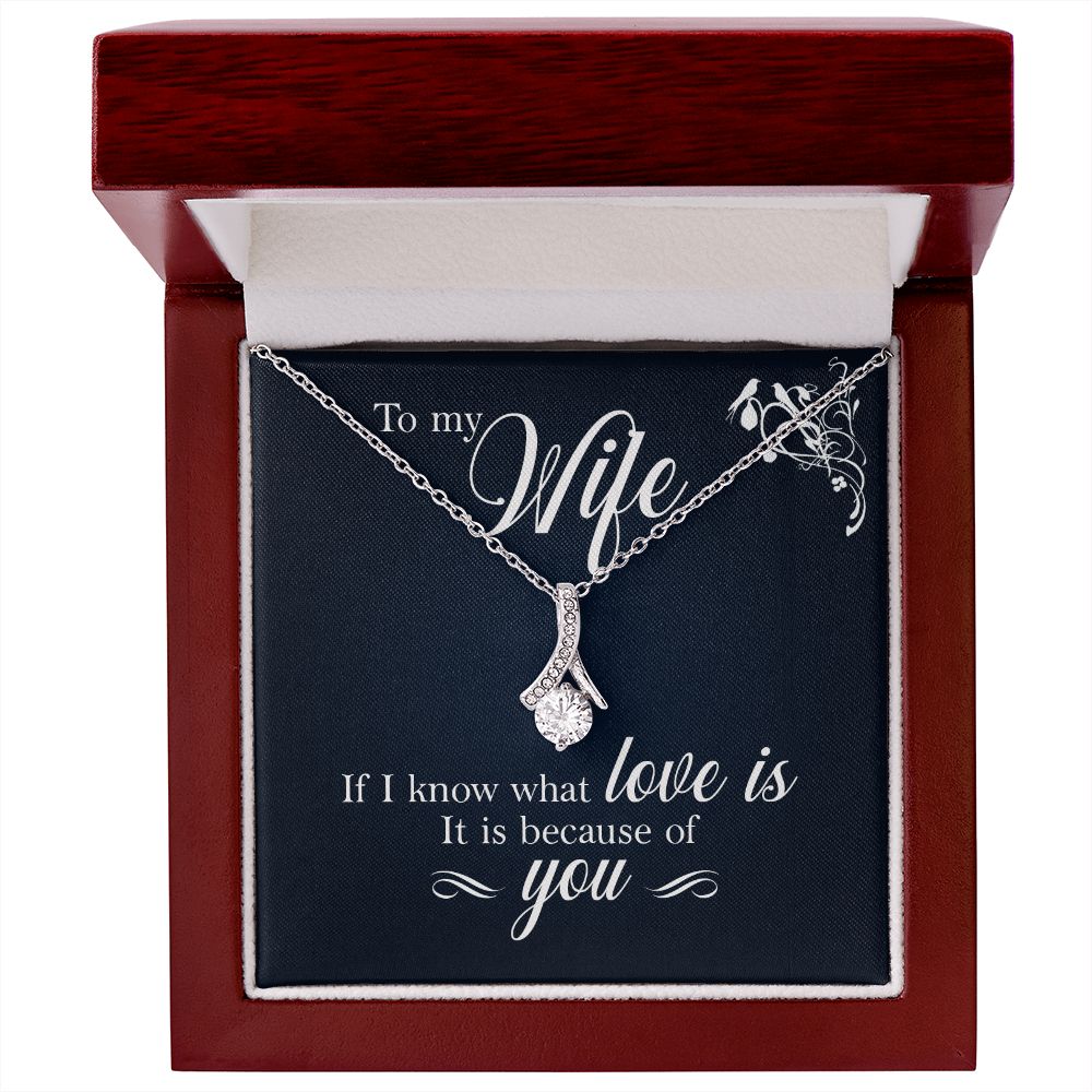 To My Wife If I Know What Love Is Alluring Ribbon Necklace Message Card-Express Your Love Gifts