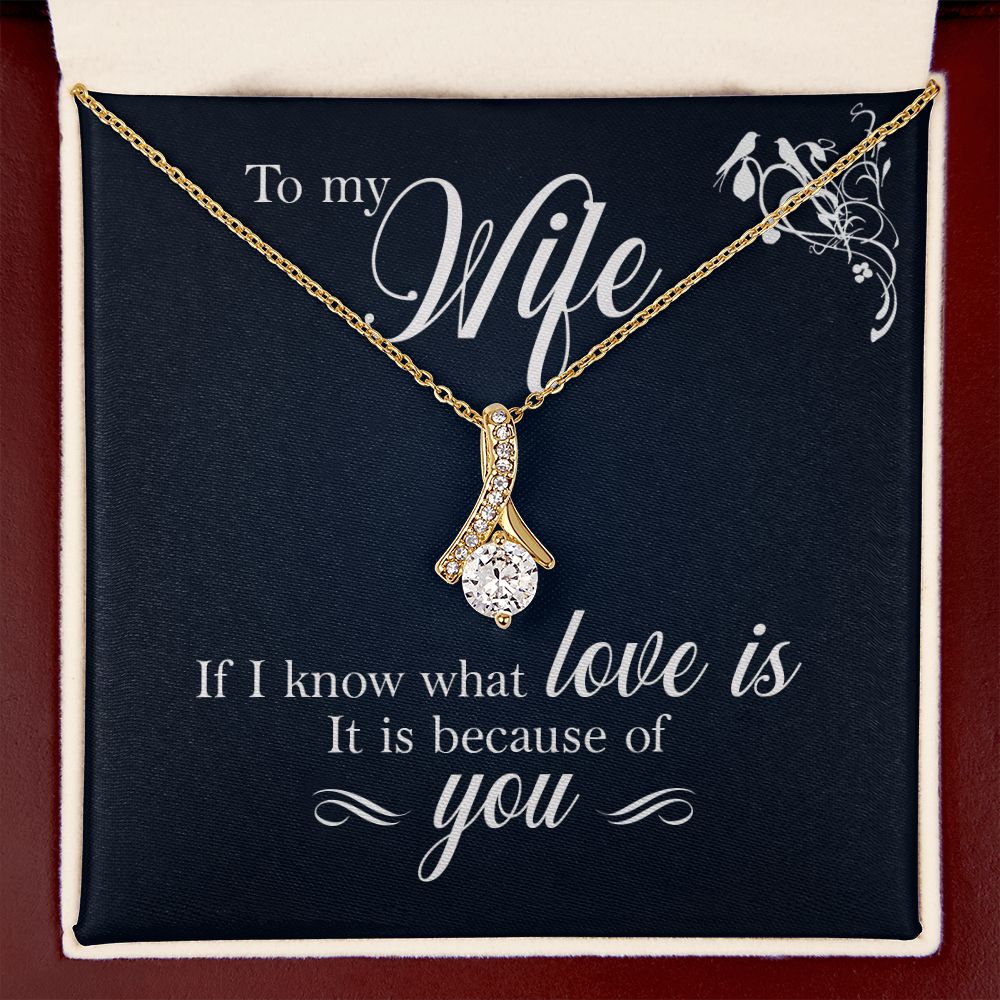 To My Wife If I Know What Love Is Alluring Ribbon Necklace Message Card-Express Your Love Gifts