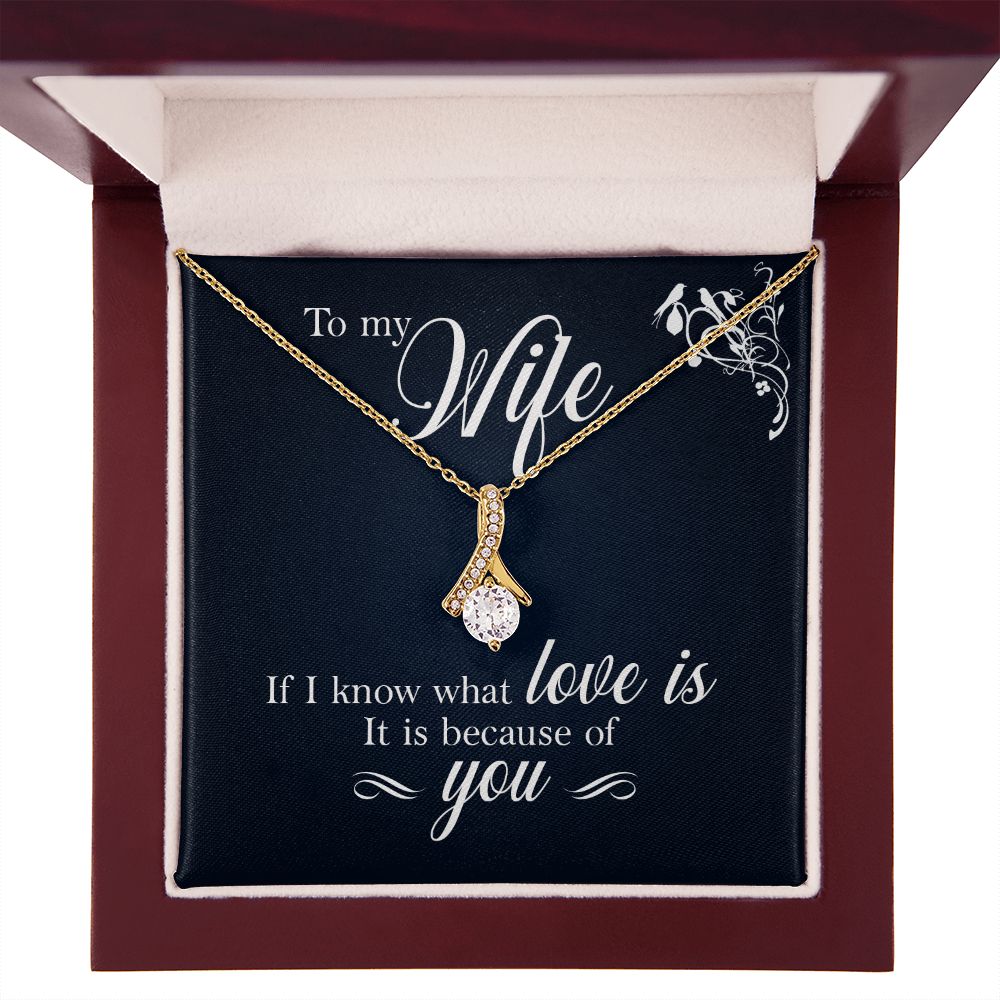 To My Wife If I Know What Love Is Alluring Ribbon Necklace Message Card-Express Your Love Gifts