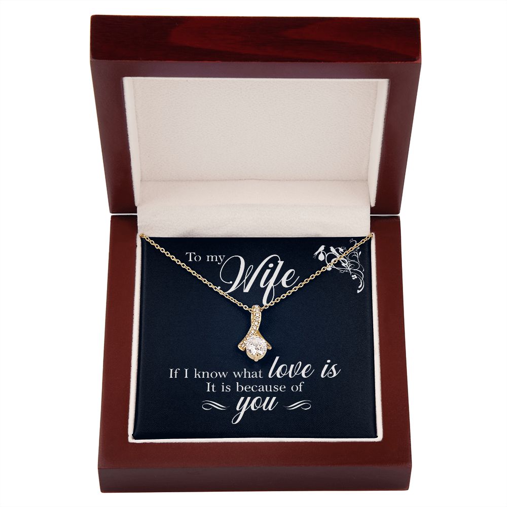 To My Wife If I Know What Love Is Alluring Ribbon Necklace Message Card-Express Your Love Gifts