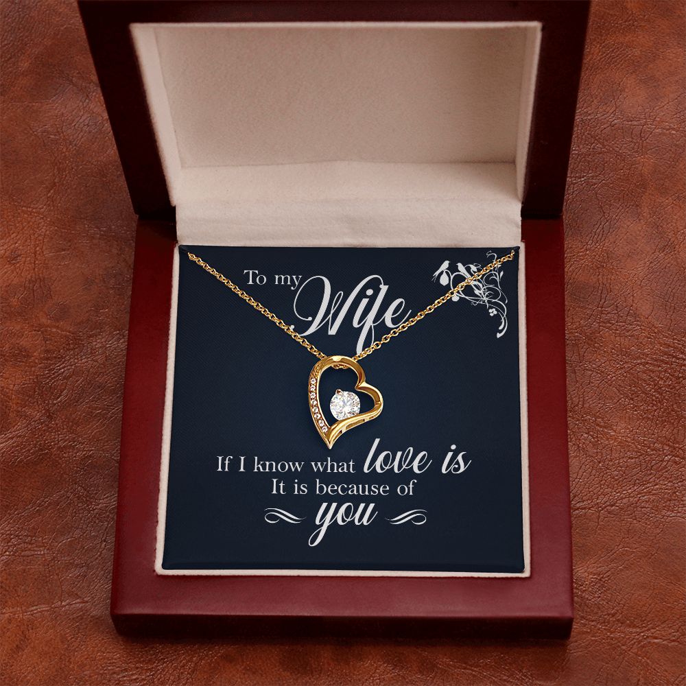 To My Wife If I Know What Love Is Forever Necklace w Message Card-Express Your Love Gifts