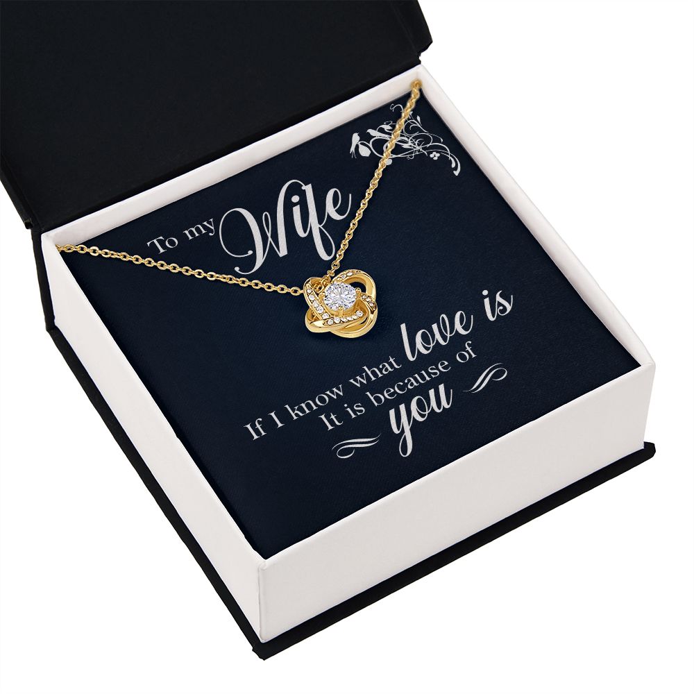 To My Wife If I Know What Love Is Infinity Knot Necklace Message Card-Express Your Love Gifts