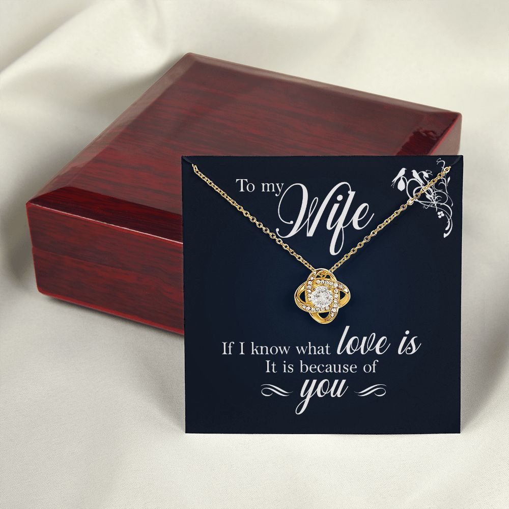 To My Wife If I Know What Love Is Infinity Knot Necklace Message Card-Express Your Love Gifts