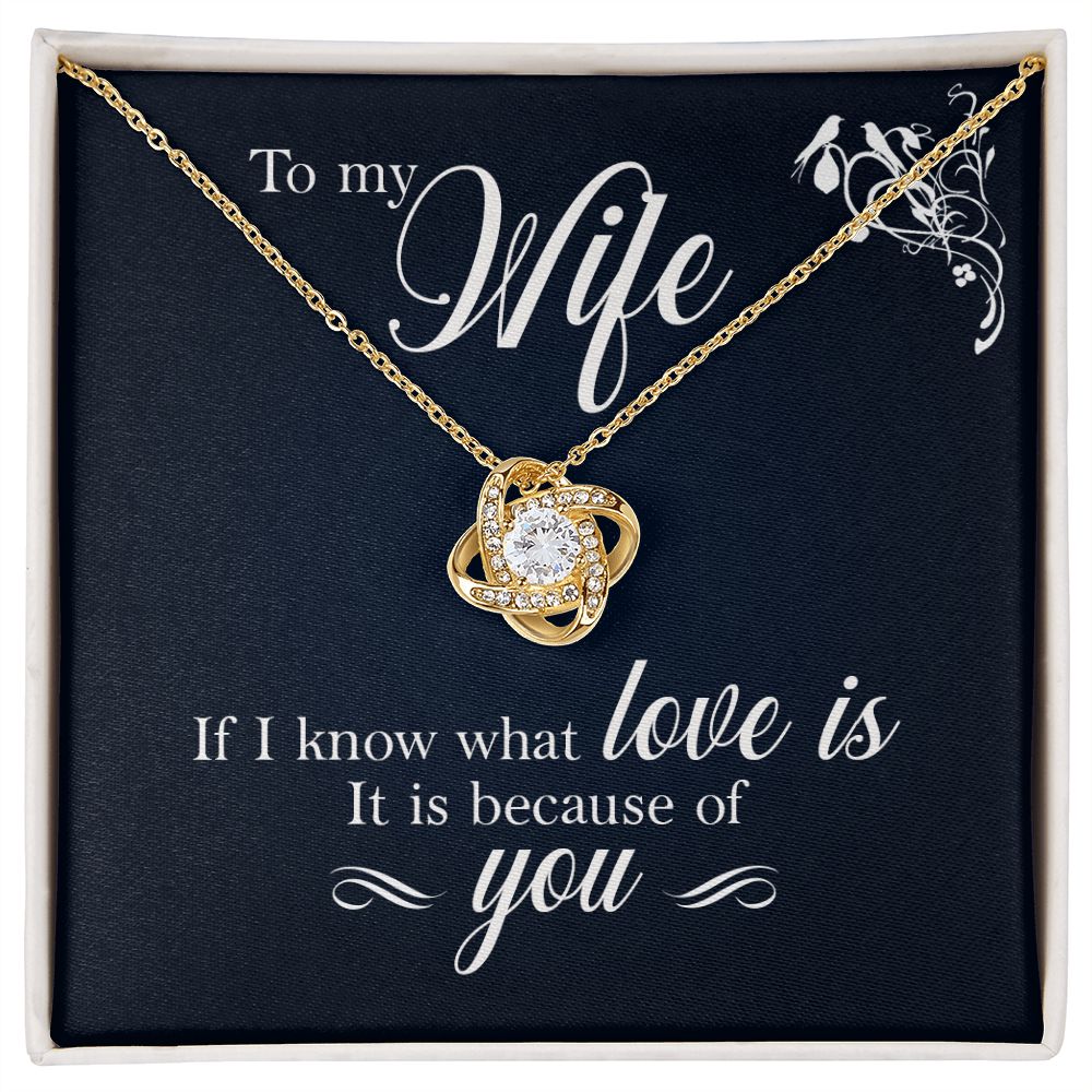 To My Wife If I Know What Love Is Infinity Knot Necklace Message Card-Express Your Love Gifts