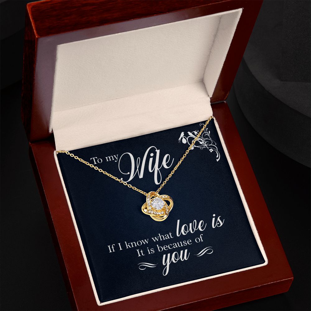 To My Wife If I Know What Love Is Infinity Knot Necklace Message Card-Express Your Love Gifts