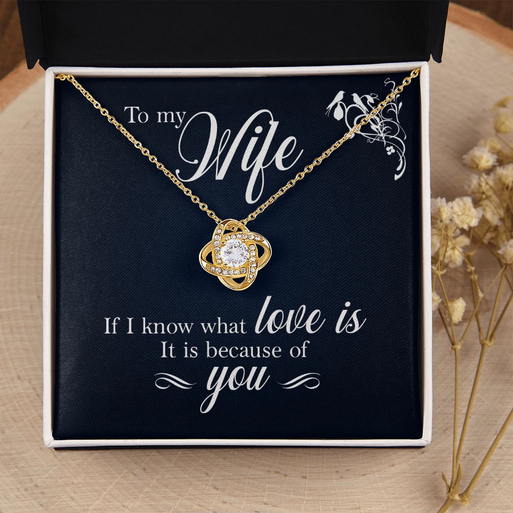 To My Wife If I Know What Love Is Infinity Knot Necklace Message Card-Express Your Love Gifts