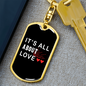 To My Wife It's All About Love Keychain Stainless Steel or 18k Gold Dog Tag Keyring-Express Your Love Gifts