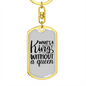 To My Wife King Without Queen Keychain Stainless Steel or 18k Gold Dog Tag Keyring-Express Your Love Gifts