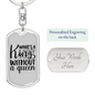 To My Wife King Without Queen Keychain Stainless Steel or 18k Gold Dog Tag Keyring-Express Your Love Gifts