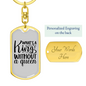 To My Wife King Without Queen Keychain Stainless Steel or 18k Gold Dog Tag Keyring-Express Your Love Gifts