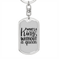 To My Wife King Without Queen Keychain Stainless Steel or 18k Gold Dog Tag Keyring-Express Your Love Gifts