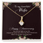 To My Wife Light of My Life Happy Anniversary Alluring Ribbon Necklace Message Card-Express Your Love Gifts
