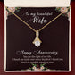 To My Wife Light of My Life Happy Anniversary Alluring Ribbon Necklace Message Card-Express Your Love Gifts