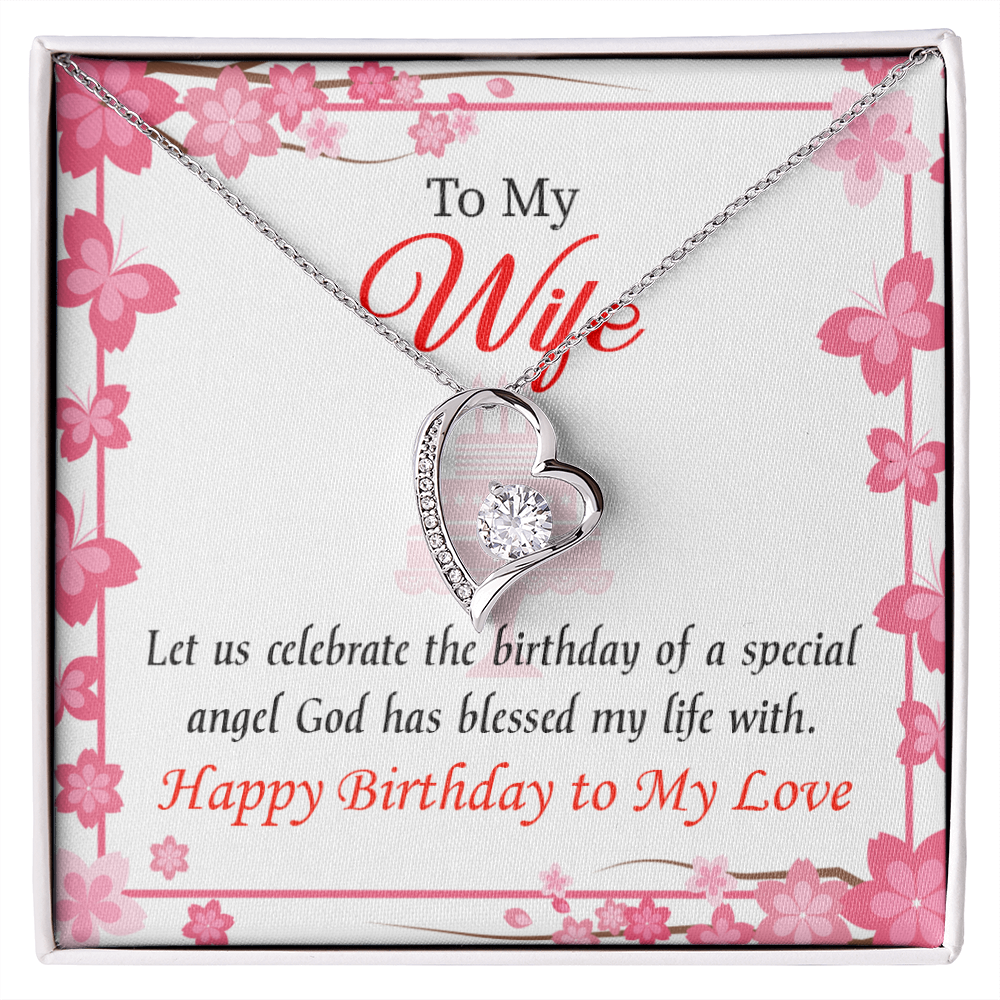 To My Wife Love and Affection Birthday Message Forever Necklace w Message Card-Express Your Love Gifts