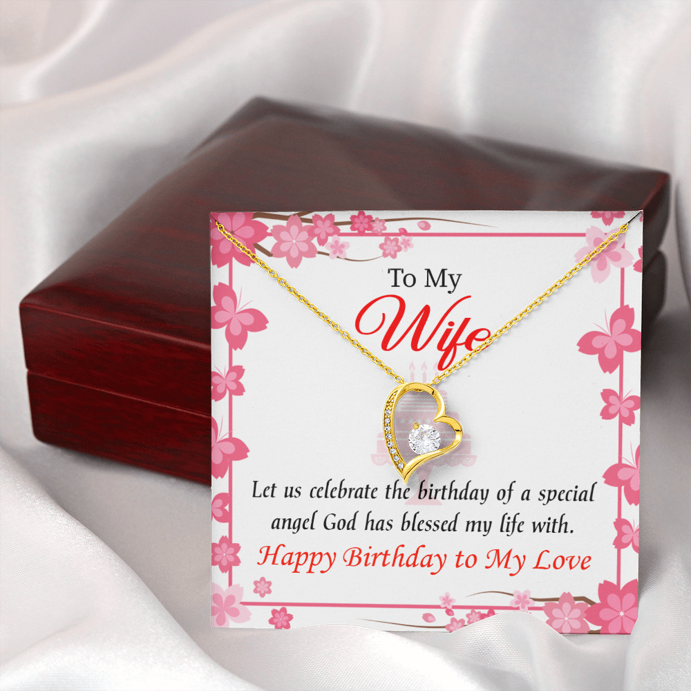 To My Wife Love and Affection Birthday Message Forever Necklace w Message Card-Express Your Love Gifts