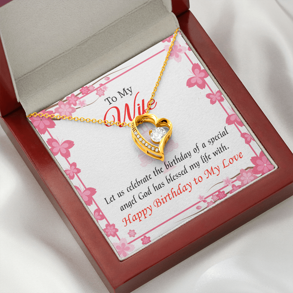 To My Wife Love and Affection Birthday Message Forever Necklace w Message Card-Express Your Love Gifts