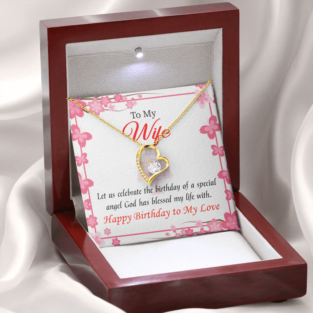 To My Wife Love and Affection Birthday Message Forever Necklace w Message Card-Express Your Love Gifts