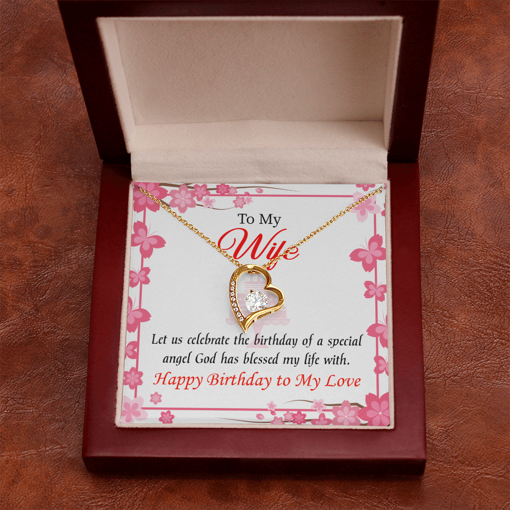 To My Wife Love and Affection Birthday Message Forever Necklace w Message Card-Express Your Love Gifts