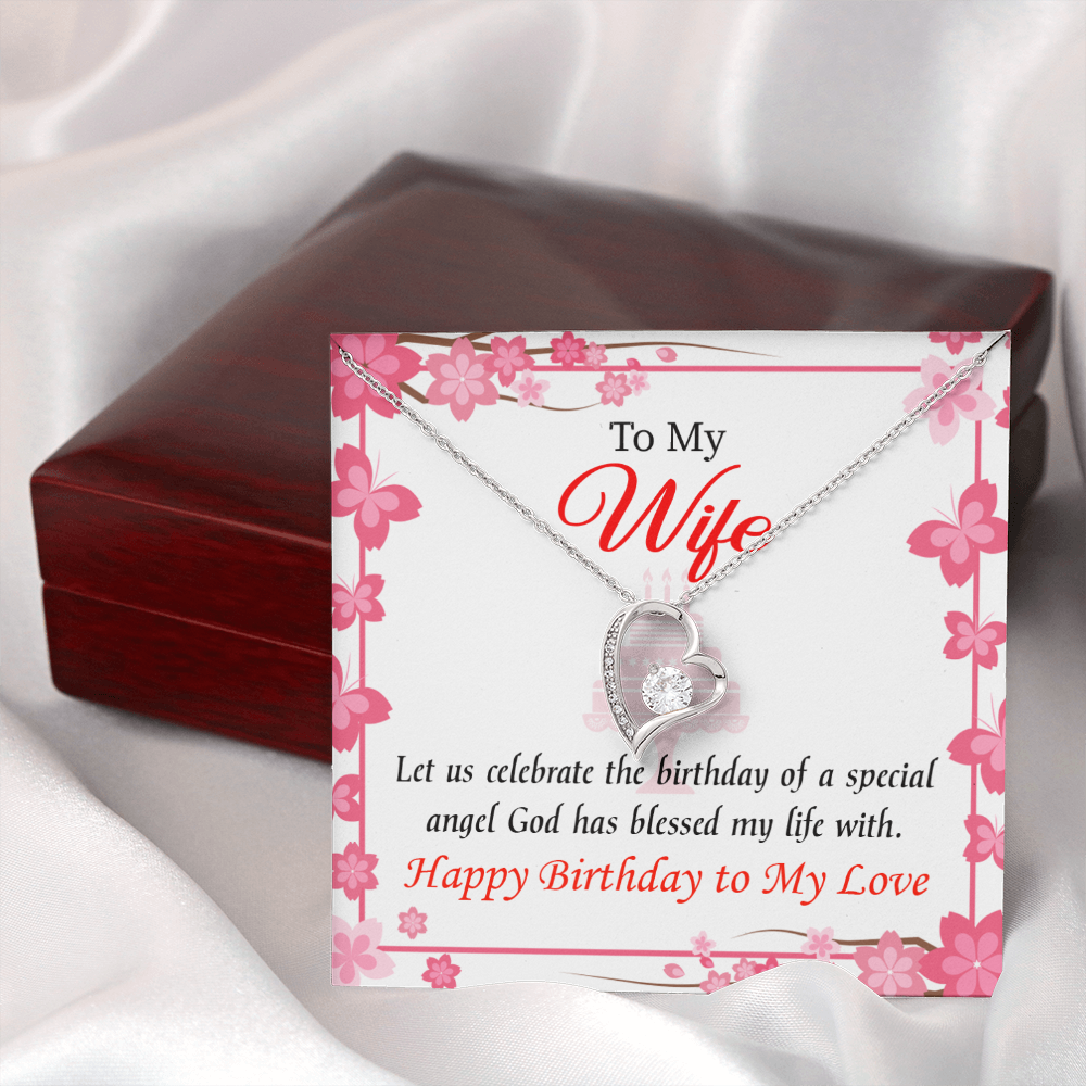 To My Wife Love and Affection Birthday Message Forever Necklace w Message Card-Express Your Love Gifts
