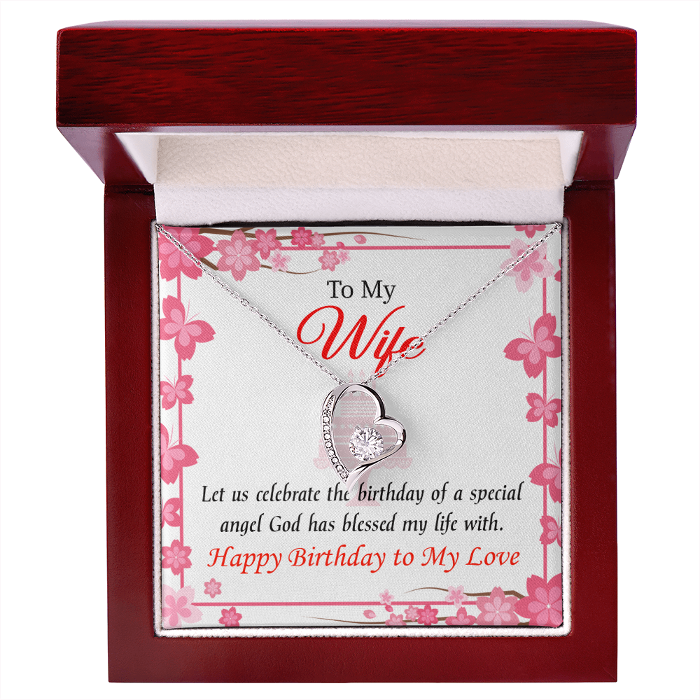 To My Wife Love and Affection Birthday Message Forever Necklace w Message Card-Express Your Love Gifts