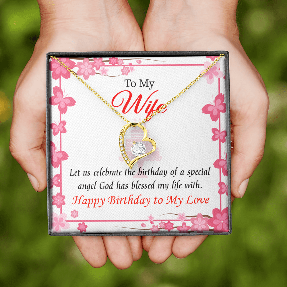 To My Wife Love and Affection Birthday Message Forever Necklace w Message Card-Express Your Love Gifts